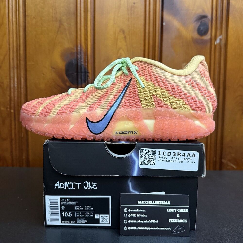 Nike Ja 3 Mango Peach Daybreak (HF2974-201) SZ 9 MEN USED OG BOX